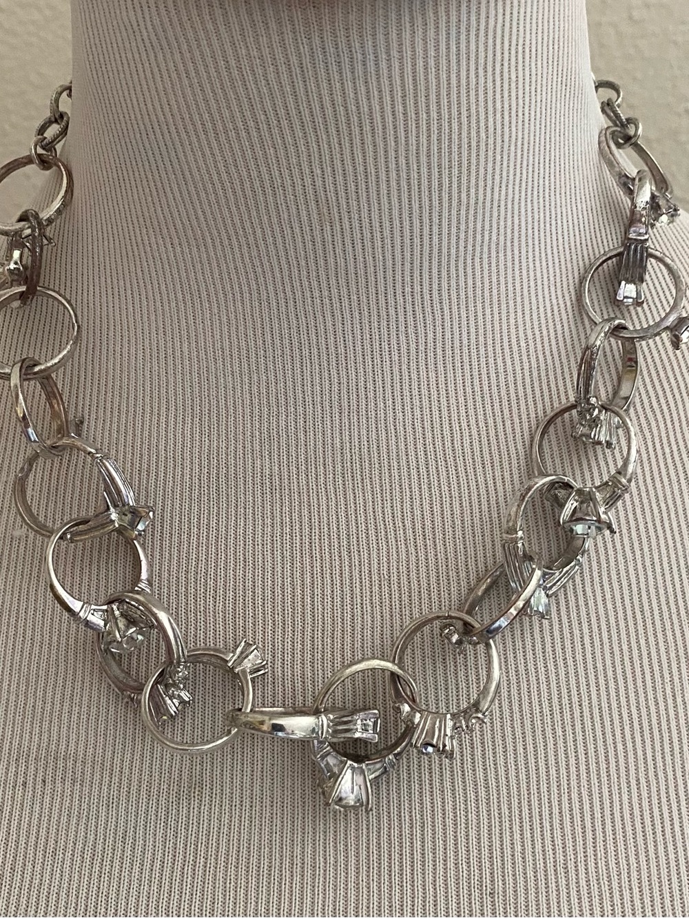 PUT A RING ON IT! Unique fun silver metal necklace of faux engagement rings! $35